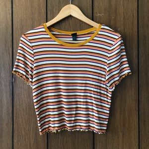 Wild Fable Orange Striped Crop Top L